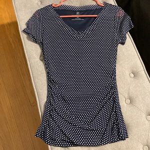 NY&CO spotted navy blue dress top size XS